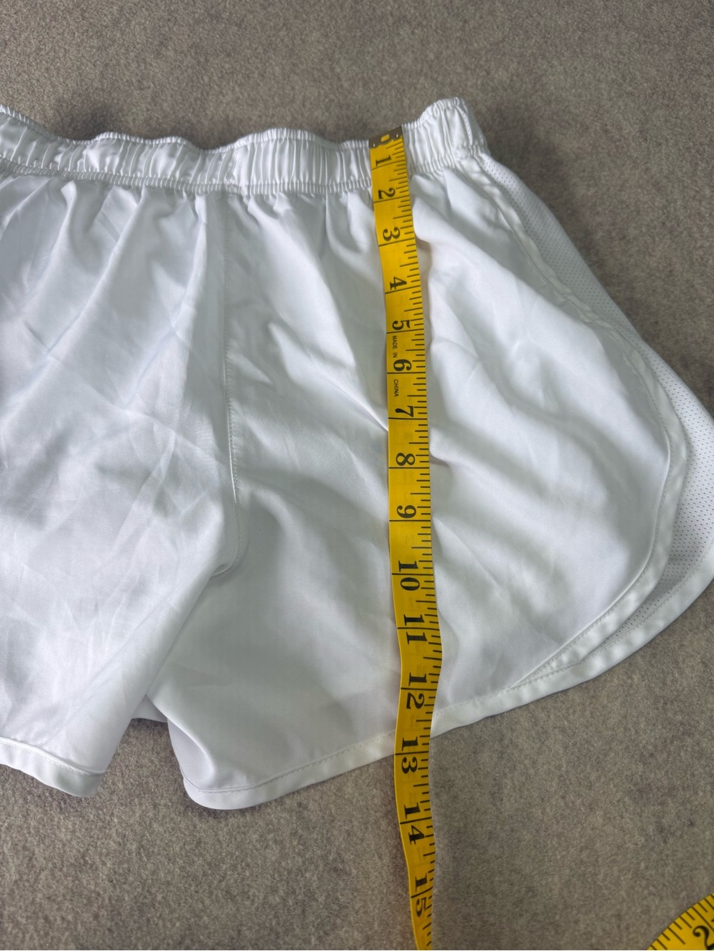 Nike White Women's Athletic Shorts with Subtle Gray Swoosh - Picture 4 of 8